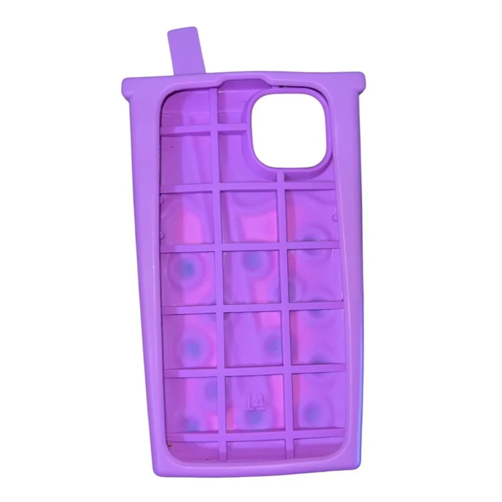 Pink Bubble Tea Design iPhone 13 Case With Pop-Out Straw & Protective Soft Silic